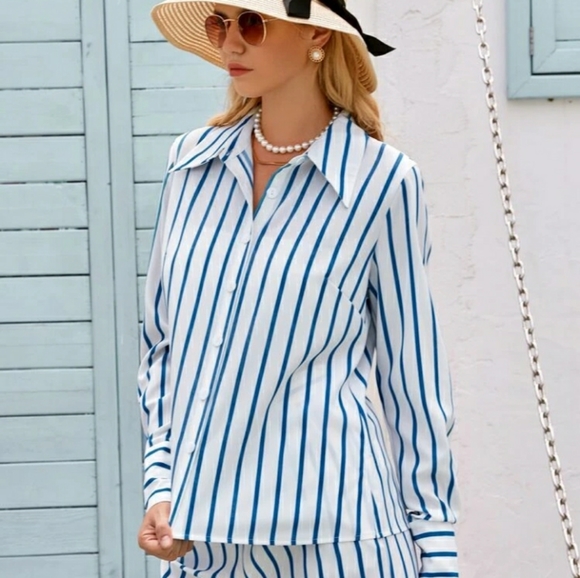 Striped print tailored set - Picture 5 of 6